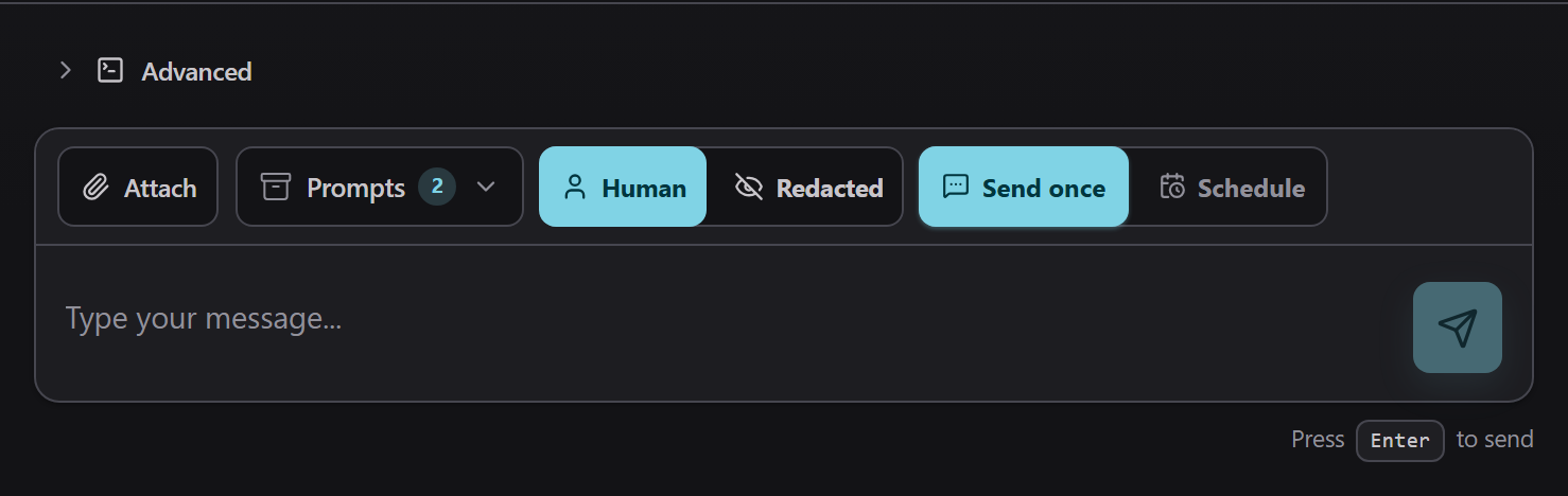 Studio chat input and run controls
